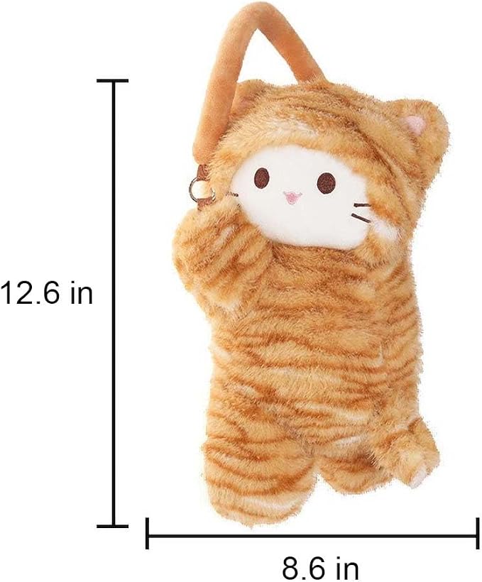 Tissue Box Cover Plush Tissue Box Holder for Car, Home, Decorative Holder/Organizer for Bathroom Vanity Countertop, Nightstands, Office Desk-Orange Cat - Image 4