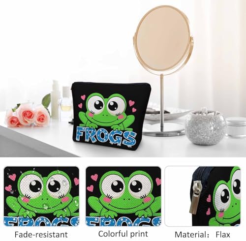 Frog Makeup Bag For Women, Adorable Cosmetic Bag Makeup Bags, Nature Animal Green Frog Zipper Bag Travel Bags Toiletry Organizers Pouch Bags Washing Bags For Gym Bathroom - Image 5