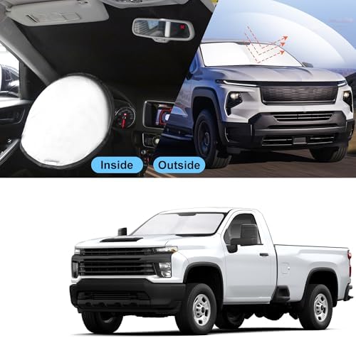 TINGLU Sun Shade for Chevrolet/Chevy Silverado 1500 2019-2024 2025 2026 Accessories Windshield Sun Shade Window Shade UV Rays Protection Sun Visor Cover with Steering Wheel Sunshade Storage Bag - Image 6