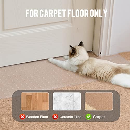 Uross Carpet Protector for Pets 3.28FT-Cat Carpet Protector for Doorway, Anti Cat Scratch Plastic Mat, Under Door Cat Scratch Floor Protector Carpet Scratch Stopper - Image 6