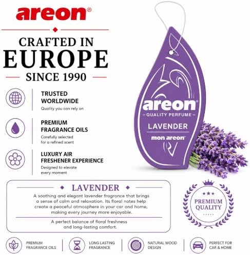AREON MON MA49 Hanging Best Car Air Freshener Lavender Scent, Paper Hanging Ornaments, Long Lasting Scent for Car or Home 12 Pack - Image 6