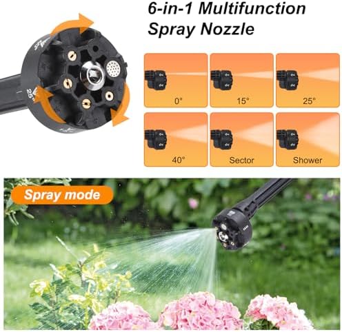 Portable Cordless Pressure Washer, 600 PSI with 21V Two Rechargeable Powered Pressure Washer, 6-in-1 Nozzle with 2 Batteries for Car/Fence/Garden/Floor/Yards Cleaning - Image 3