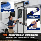 Up to 26FT Reach 20FT Car Wash Brush Kit with Long Handle, 8 Attachments, 180° Rotating Mop & Foldable Bucket, Scratch-Free Soft & Hard Brushes for Cars, Trucks, SUVs & RVs - Image 2