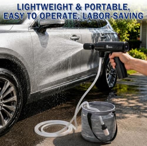 Syluris Cordless Portable Washer, Lightweight Car Cleaning Tool with 5-in-1 Nozzle, Handheld Cleaning Battery Washers for Car, Home, Patio & Garden (Black) - Image 5