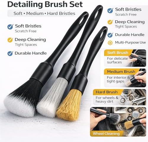 26Pcs Car Detailing Kit, Car Detailing Brush Set, Auto Detailing Drill Brush Set, Car Detailing Brushes, Car Wash Kit, Car Accessories For Men, Car Cleaning Tools Kit for Interior, Exterior, Wheels - Image 3