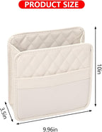 Mandark PU Leather Car Seat Back Organizer, Beige | Three-pocket layout with clear panel, elastic strap installation, fits most cars, SUVs, and trucks, car interior accessories - Image 2
