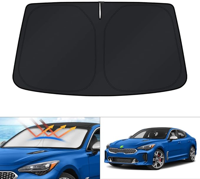 KUST Windshield Sun Shade for 2018-2021 2022 2023 Kia Stinger Window Accessories Sunshade Sun Visor Protector Foldable Block UV Rays by KUST
