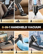 Handheld Vacuum Cleaner 26000Pa Suction with Brushless Motor, 4-in-1 Portable Mini Car Vacuum with 3 Suction Modes, Cordless Vacuum with LED Light, Type-C Charge for Car, Office Desk, Keyboards - Image 6