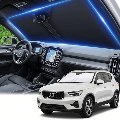 Windshield Sun Shade for Volvo XC40 2019-2025 2026 Double Layer 240T Front Window Shade Custom Fit XC40 Sun Visor Foldable Shade Blocks UV Rays Summer Must Have Car Accessories by AuyNeas