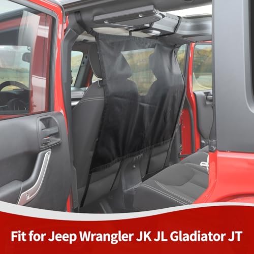 RT-TCZ for Wrangler Rear Seat Divider Net Mesh, Pet Dog Car Barrier for Jeep Wrangler JK JL Gladiator JT Cargo Net Black - Image 4