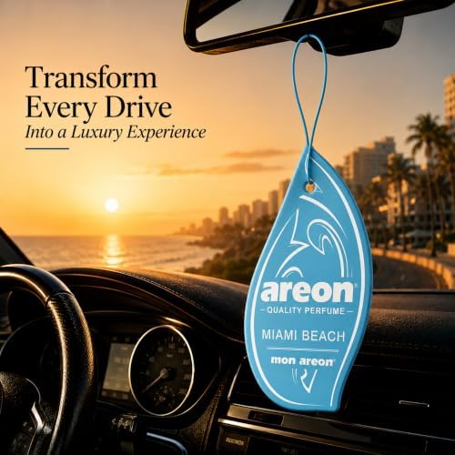 AREON MON MA08 Long Lasting Paper Hanging Ornaments for Car or Home Hanging Best Car Air Freshener Miami Beach Scent, 12 Pack - Image 2
