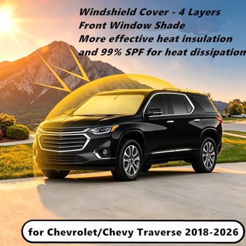 Windshield Sun Shade for Che-vrolet/Chevy Traverse 2018-2026 Compatible Accessories-4 Layers Foldable Design Sunblocker Protects from Sun Rays & Heat Damage - Image 2