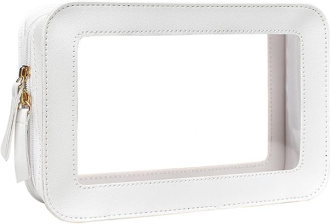 Clear Makeup Bag, White Travel Makeup Pouch Toiletry Bag for Women Waterproof Small Cosmetic Bag Case Small Make Up Bag with Zipper Car Organizer Car Essentials for Women Men - Image 8