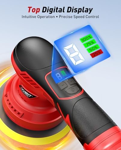 6 Inch Cordless Car Buffer w/ 2×4.0mAh Batteries, Digital Display - Image 3