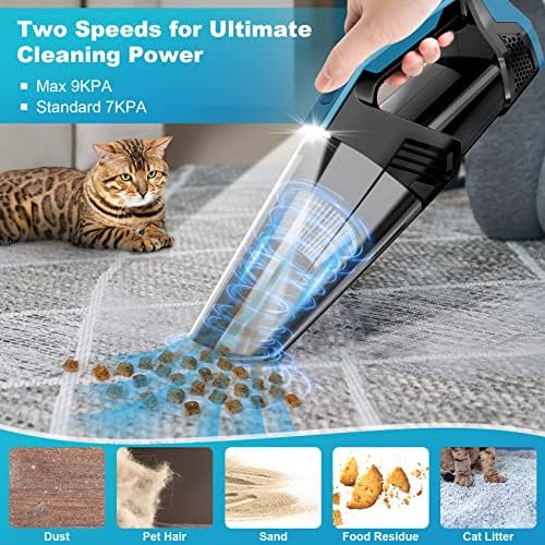 Blestan Cordless Car Vacuum Lightweight High Power Handheld Vacuum Cleaner with LED Light, Hand Vacuum for Car Home Office and Pet Hair, BlackBlue - Image 2