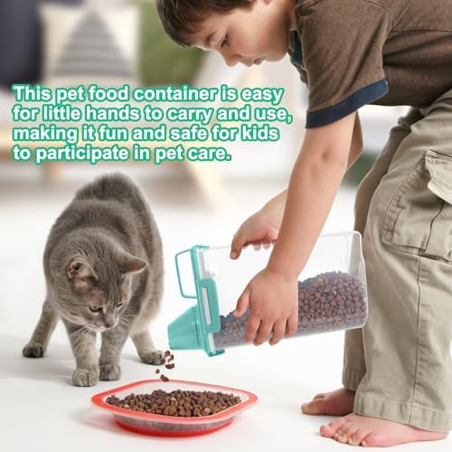 TBMax Rice Storage Container 3 to 5 Lbs - Small Pet Dog Cat Food Container Dispenser with Easy Pouring Spout & Cup, Portable Cereal Container for Small Spaces, Travel, or Daily Use -Cyan - Image 4