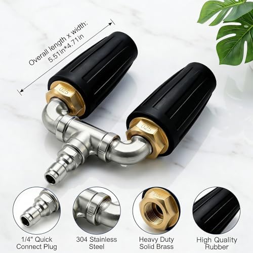 Dual Turbo Nozzle for Pressure Washer, 4000 PSI 1/4" Quick Connect (Black) - Image 2