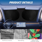 Windshield Sun Shade for Car, 63"x28.5" Universal Fit Front Window Sunshade with Double Steel Ring Frame, Car Sun Shade, UV Protection Windshield Cover with Storage Pouch (Good Vibes) - Image 5