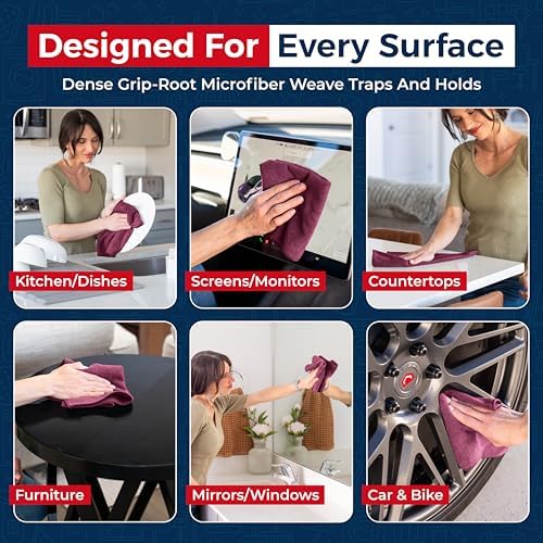 USANOOKS Premium 300GSM Microfiber Cleaning Cloth - 12.5"x12.5" High Performance - 1200 Washes, Ultra Absorbent Microfiber Towels for Cars Undercarriage, Rims & Engine Bay Cleaning - Microfiber Cloth - Image 4