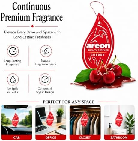 AREON MON MA26 Hanging Best Car Air Freshener Cherry Scent, Paper Hanging Ornaments, Long Lasting Scent for Car or Home 12 Pack - Image 3