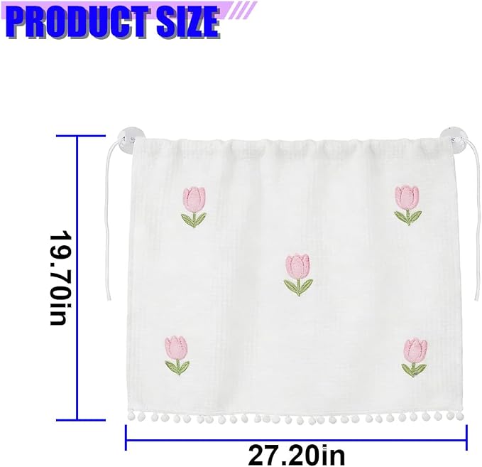 Cute Car Window Shades, 27" x 20" Automotive Side Window Privacy Curtains with Suction Cup, Sun Blackout UV Protection Car Camping Windows Screen Shades for Baby, Pet (Tulips) - Image 2
