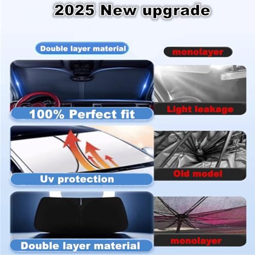 Windshield Sun Shade for 2019-2025 Chevrolet/Chevy Blazer, 4-Layer 240T Foldable UV Block Car Accessory to Cool Interior - Image 6
