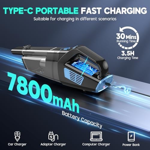 CKIKH Handheld Vacuum Cordless, 15000PA Hand Held Car Vacuum Cleaner - Image 4