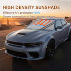 Front Windshield Sun Shade Fit for Dodge Charger Challenger Durango Journey Universal Fit to All Dodge Cars Foldable Sun Visor Protector Custom Fit Dodge Window Sunhade (Gray Trim) - Image 2