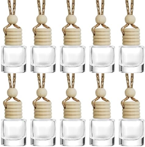 ESEWALAS 10Pcs Hanging Car Air Freshener,8ml Car Hanging Diffuser,Empty Glass Perfume Bottles Oil Diffuser Perfume Aromatherapy Pendant Bottle,Air Freshener Diffuser Bottle Pendant by Reswish