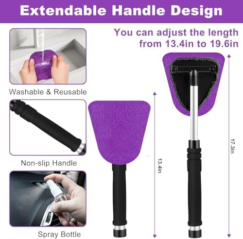 Windshield Cleaner Tool, 17Pcs Purple Car Interior Cleaning Kit, Detailing Kit Cleaner, Detailing Brush, Cleaning Gel, Inside Cleaning Supplies Accessories for Trucks, SUVs, RVs Window - Image 3