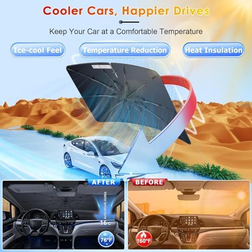 for Windshield Sunshade Umbrella for 2018-2026 Honda Odyssey, Custom Fit Windshield Sun Protector Cover, 6-Layer Heat-Resistant Fabric, Ultra-Strong Fiberglass Frame (for 2018-2026 Honda Odyssey) - Image 2
