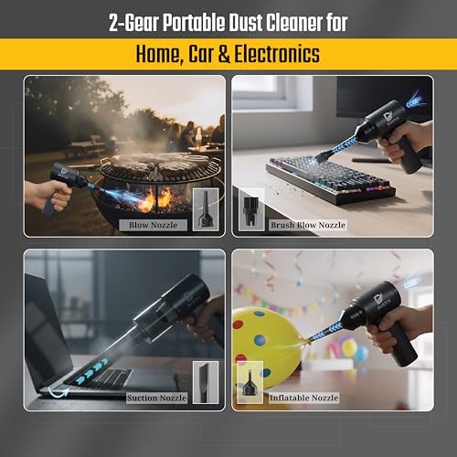 Car Vacuum Portable Cordless 12000Pa Powerful Suction Handheld Mini Rechargable Small Vacuum Cleaner Brushless Motor 4000mAh Rechargeable Type C Blower Inflator Deflator Car Cleaning - Image 3