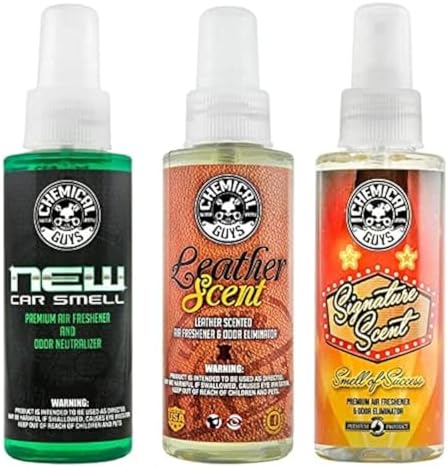Chemical Guys AIR_301_04 New Car/Leather/Signature Scent Sample Kit, Great for Cars, Trucks, SUVs, RVs, Home, Office & More (4 fl oz - 3 Items) by ChemicalGuys