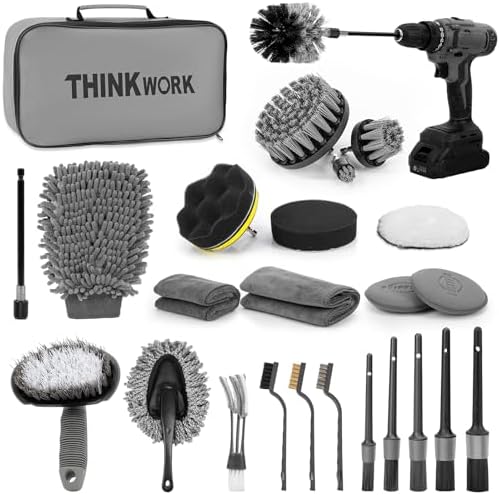 THINKWORK Car Detailing Kit with Multi-Size Drill Brushs & Extension Pole by THINKWORK
