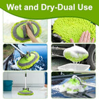 anngrowy 62" Microfiber Car Wash Brush Mop Kit Mitt Sponge with Long Handle Car Cleaning Supplies Kit Duster Washing Car Tools Accessories, 1 Chenille Scratch-Free Replacement Head Aluminum Alloy Pole - Image 4