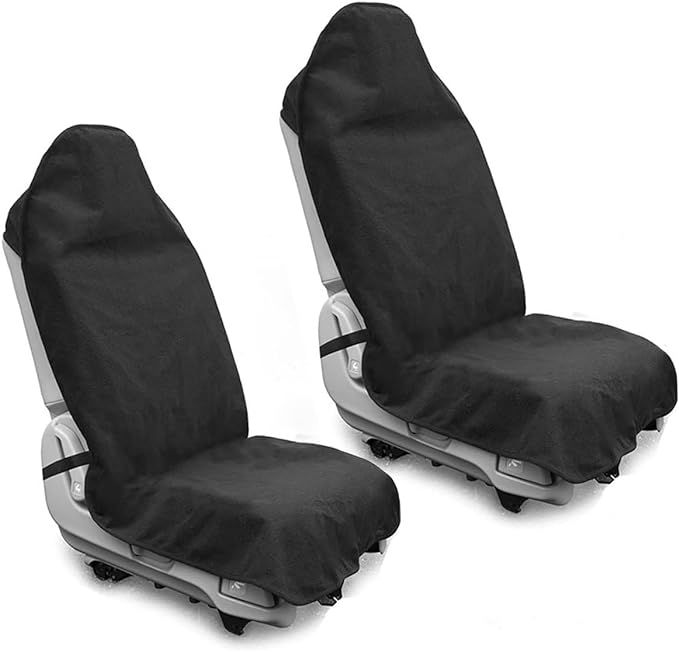 Waterproof Sweating Car Seat Cover for Post Gym Workout, Running, Swimming, Beach and Hiking, Universal Fit Non-Slip Bucket Seat Protector for Cars SUV Trucks, Machine Washable (2pcs Black) by DECKALY