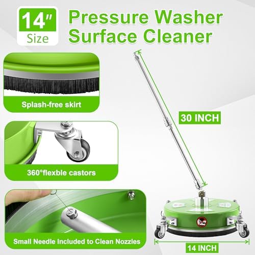 PWACCS 14" Pressure Washer Surface Cleaner with Wheels, Stainless Steel - Image 3