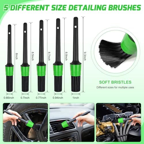 Nilight 27PCS Car Detailing Kit for Interior Exterior Car Care, Green - Image 2