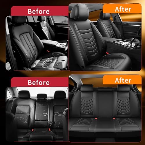 Fit Patriot Car Seat Covers Compatible with Jeep Patriot 2007-2015 2016 2017.Full Coverage Waterproof Leather,Compatible with Airbag,All - Weather Seat Cushion Protector(Full Set, Black) - Image 4
