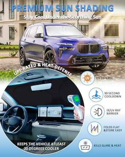 Sunshade for 2018-2025 2026 BMW X7 Windshield Sun Shade Front Window Shield - Image 3