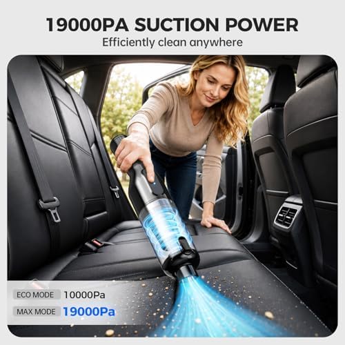 dormzie Handheld Vacuum Cordless, Car Vacuum with 19000Pa Powerful Suction,1.3 lbs Lightweight, Type-C Charge, Multiple Accessories for Car Home Office Pet - Image 2