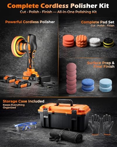 8-Speed Cordless Car Buffer Polisher Kit, 28 PCS Complete Kit - Image 5