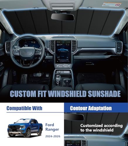 Windshield Sun Shade for Ford Ranger 2024-2026, Vehicle-Specific Design - Image 2