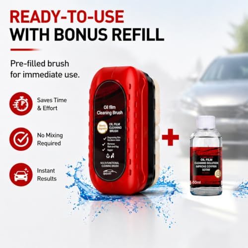 Oil Film Cleaning Brush for Windshield, Clear Vision Glass Cleaner(Red) - Image 7