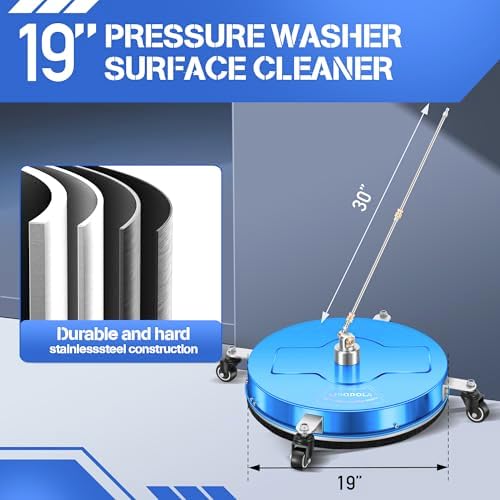 LidoDola 19'' Pressure Washer Surface Cleaner Blue, Power Washer Accessory - Image 4
