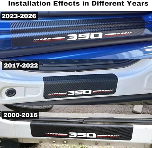 Car Door Sill Protectors for Ford F-350 F350 Super Duty（White，Fit for F350） | Thick Carbon Fiber Door Sill Scuff Plate Cover， Anti-Scratch Door Entry Guard，Car Door Decoration ，Cover Scratches - Image 2