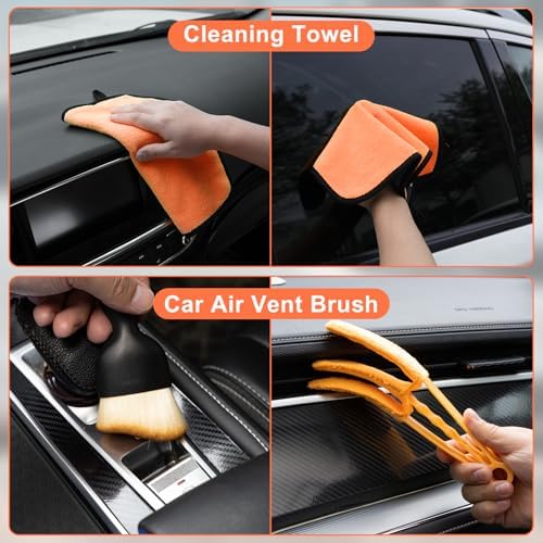 Windshield Cleaner Tool, 15Pcs Car Interior Cleaning Kit, Detailing Kit Cleaner, Detailing Brush, Cleaning Gel, Inside Cleaning Supplies Accessories for Trucks, SUVs, RVs Window - Image 6