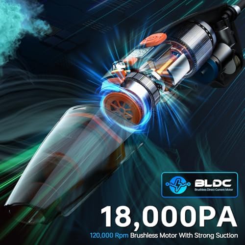 THINKWORK 20V Car Vacuum & Air Inflator, Dual Function High Power Handheld Cordless Vacuum with 18000pa Suction Power for Car Cleaning, Household Dust Removal, Inflation - Image 2
