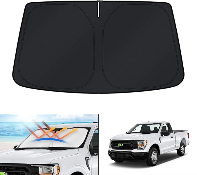 KUST Windshield Sun Shade for 2015-2025 2026 Ford F150 F250 F350 Accessories Super Crew Cab, Super Cab, Regular Cab Window Sunshade Sun Visor Protector Foldable Blocks UV Rays Keep Your Car Cooler by KUST
