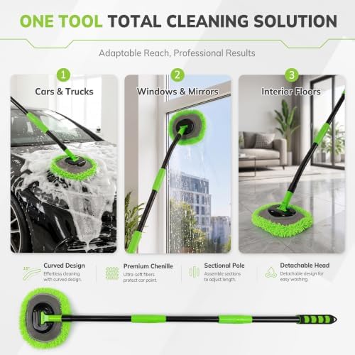 IVYROLL Car Wash Brush Kit, Long Handle, Microfiber Wash Mop, 15° Angled - Image 4